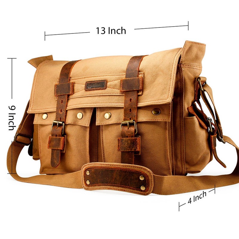 GEARONIC Men and Women Messenger Bag 15'' Laptop Satchel Vintage Rucksack Shoulder Leather Crossbody - Image 2